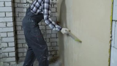 İnşaat cetvel ile iç duvar alçı Perdah Oluşturucu