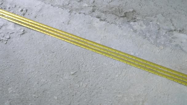 Construction reinforcement rails laying on concrete floor — Stock Video