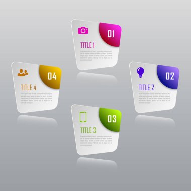 Grafik, diyagram, web tasarımı, sunum, iş akışı düzeni için vektör bilgi grafikleri şablonu. 4 seçenek, parça, adım veya süreç içeren iş konsepti