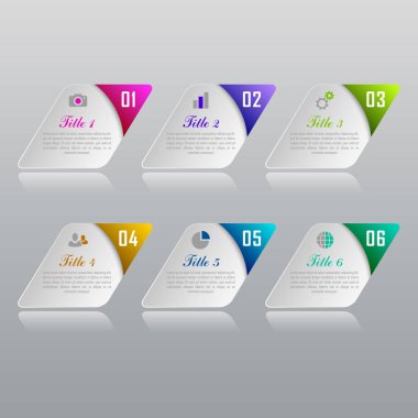 Grafik, diyagram, web tasarımı, sunum, iş akışı düzeni için vektör bilgi grafikleri şablonu. 6 seçenek, parça, adım veya süreç içeren iş konsepti