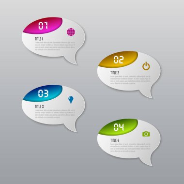 Grafik, diyagram, web tasarımı, sunum, iş akışı düzeni için vektör bilgi grafikleri şablonu. 4 seçenek, parça, adım veya süreç içeren iş konsepti
