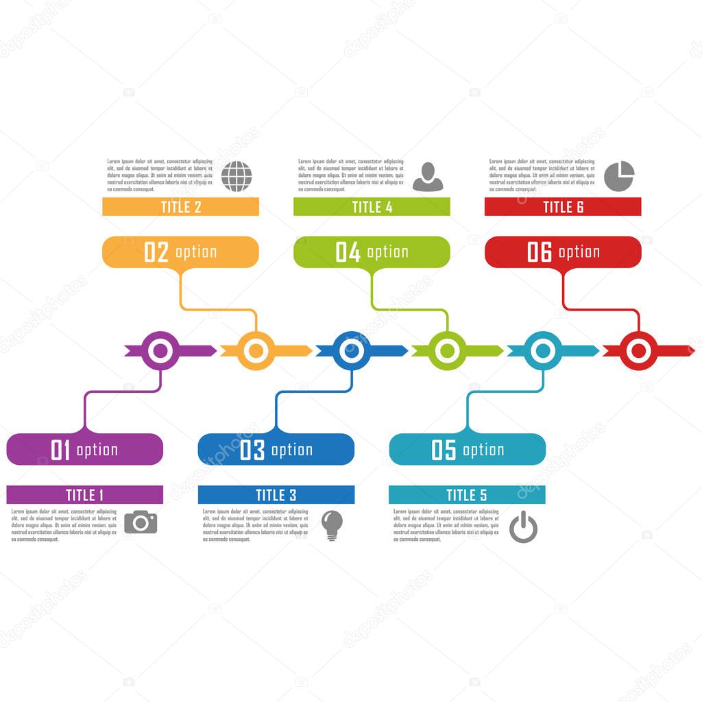 Vector infographics template for chart, diagram, web design, presentation, workflow layout. Business concept with 6 options, parts, steps or processes