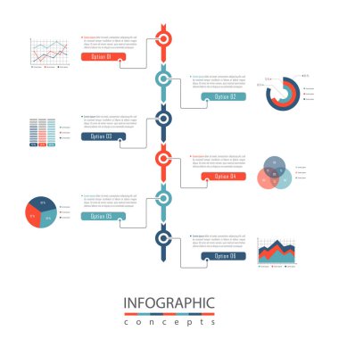 Grafik, diyagram, web tasarımı, sunum, iş akışı düzeni için vektör bilgi grafikleri şablonu. 6 seçenek, parça, adım veya süreç içeren iş konsepti