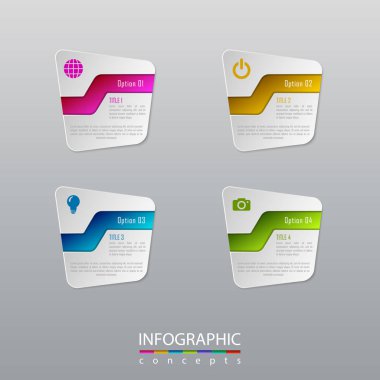 Grafik, diyagram, web tasarımı, sunum, iş akışı düzeni için vektör bilgi grafikleri şablonu. 4 seçenek, parça, adım veya süreç içeren iş konsepti