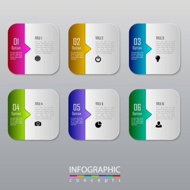 Grafik, diyagram, web tasarımı, sunum, iş akışı düzeni için vektör bilgi grafikleri şablonu. 6 seçenek, parça, adım veya süreç içeren iş konsepti