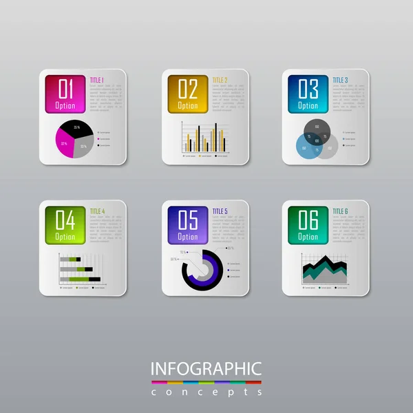 Vector infographics template for chart, diagram, web design, presentation, workflow layout. Business concept with 6 options, parts, steps or processes — Stock Vector
