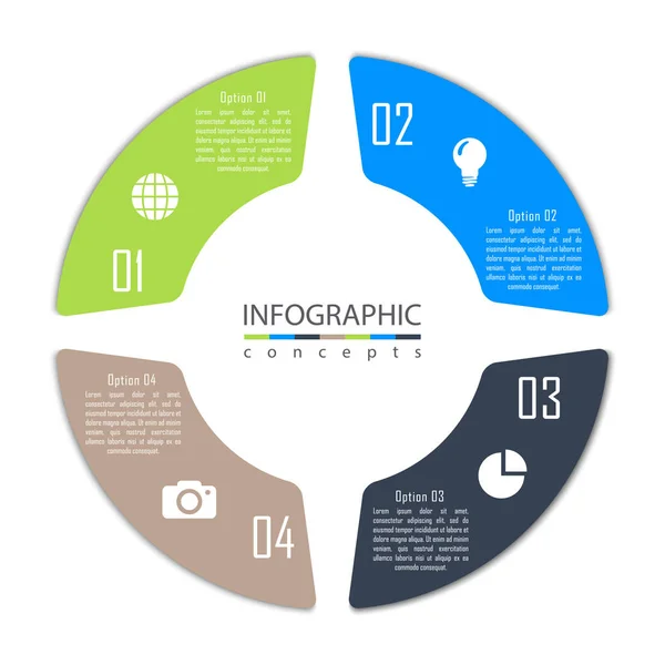 Vektor-Infografik-Vorlage für Diagramm, Webdesign, Präsentation, Workflow-Layout. Geschäftskonzept mit 4 Optionen, Teilen, Schritten oder Prozessen — Stockvektor