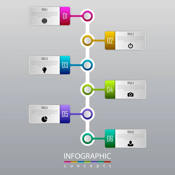 Plantilla de infografías vectoriales para gráfico, diagrama, diseño web, presentación, diseño de flujo de trabajo. Concepto de negocio con 6 opciones, partes, pasos o procesos — Vector de stock