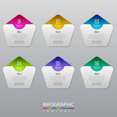 Grafik, diyagram, web tasarımı, sunum, iş akışı düzeni için vektör bilgi grafikleri şablonu. 6 seçenek, parça, adım veya süreç içeren iş konsepti