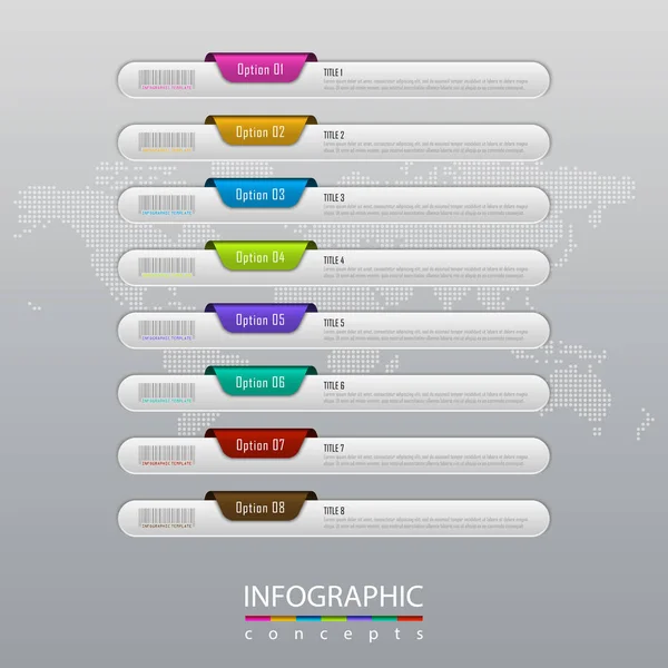 Векторный инфографический шаблон для графика, диаграммы, веб-дизайна, презентации, макета рабочего процесса. Бизнес-концепция с 8 вариантами, частями, этапами или процессами — стоковый вектор