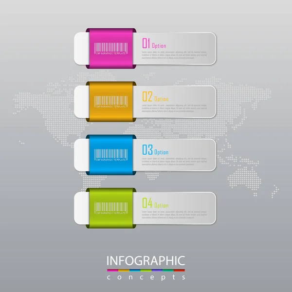 Plantilla de infografías vectoriales para gráfico, diagrama, diseño web, presentación, diseño de flujo de trabajo. Concepto de negocio con 4 opciones, partes, pasos o procesos — Vector de stock