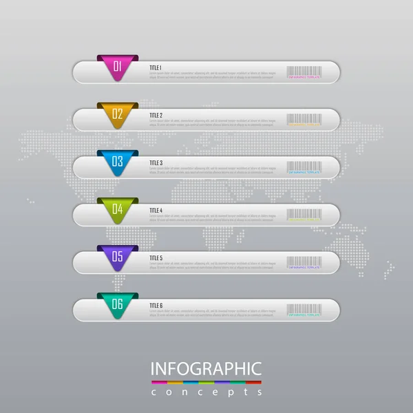 Vektor-Infografik-Vorlage für Diagramm, Webdesign, Präsentation, Workflow-Layout. Geschäftskonzept mit 6 Optionen, Teilen, Schritten oder Prozessen — Stockvektor