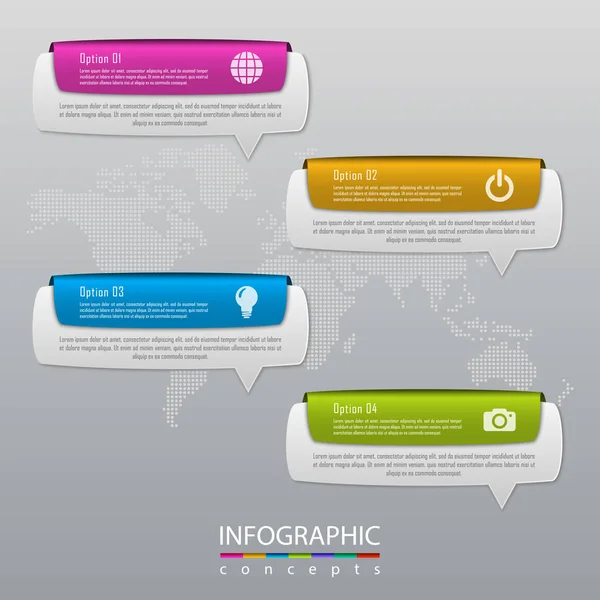 Plantilla de infografías vectoriales para gráfico, diagrama, diseño web, presentación, diseño de flujo de trabajo. Concepto de negocio con 4 opciones, partes, pasos o procesos — Vector de stock