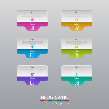Grafik, diyagram, web tasarımı, sunum, iş akışı düzeni için vektör bilgi grafikleri şablonu. 6 seçenek, parça, adım veya süreç içeren iş konsepti