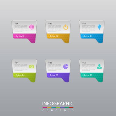 Grafik, diyagram, web tasarımı, sunum, iş akışı düzeni için vektör bilgi grafikleri şablonu. 6 seçenek, parça, adım veya süreç içeren iş konsepti