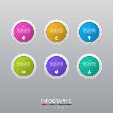 Grafik, diyagram, web tasarımı, sunum, iş akışı düzeni için vektör bilgi grafikleri şablonu. 6 seçenek, parça, adım veya süreç içeren iş konsepti