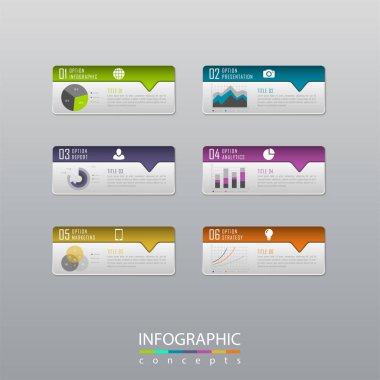 Grafik, diyagram, web tasarımı, sunum, iş akışı düzeni için vektör bilgi grafikleri şablonu. 6 seçenek, parça, adım veya süreç içeren iş konsepti