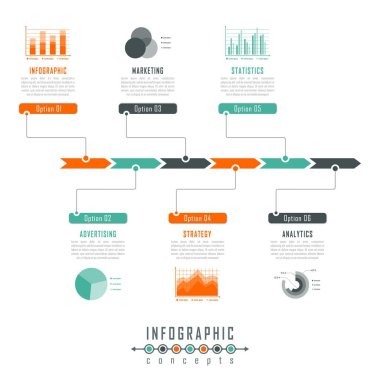 Infographic zaman çizelgesi şablonu grafik, diyagram, web tasarımı, sunum, reklamcılık ve tarih için kullanılabilir. Vektör bilgi gösterimi