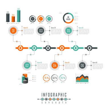 Infographic zaman çizelgesi şablonu grafik, diyagram, web tasarımı, sunum, reklamcılık ve tarih için kullanılabilir. Vektör bilgi gösterimi