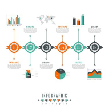 Infographic zaman çizelgesi şablonu grafik, diyagram, web tasarımı, sunum, reklamcılık ve tarih için kullanılabilir. Vektör bilgi gösterimi