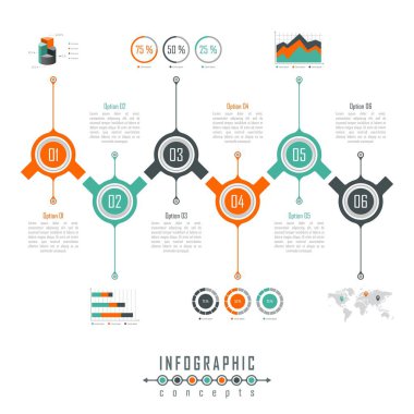 Infographic zaman çizelgesi şablonu grafik, diyagram, web tasarımı, sunum, reklamcılık ve tarih için kullanılabilir. Vektör bilgi gösterimi