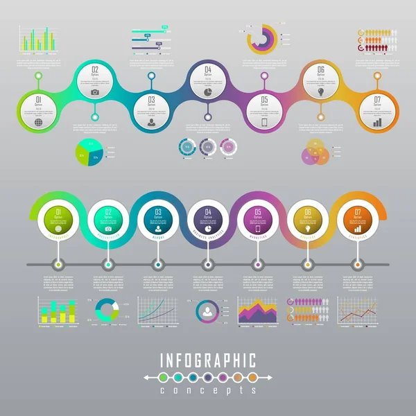 Infographic zaman çizelgesi şablonu grafik, diyagram, web tasarımı, sunum, reklamcılık ve tarih için kullanılabilir. Vektör bilgi gösterimi