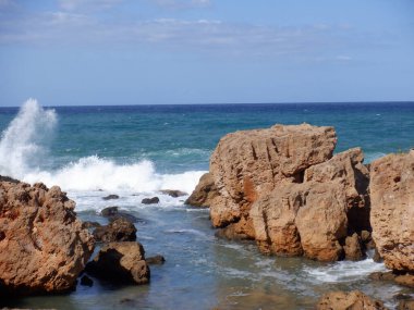sea coast, rocks and waves
