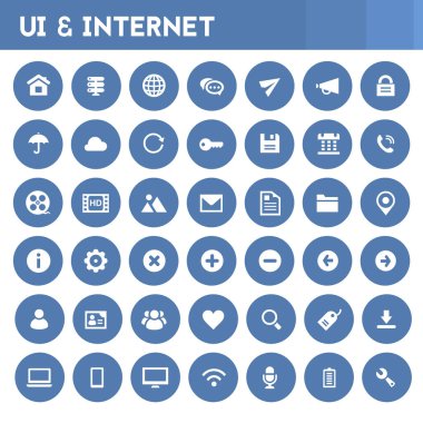 Moda düz tasarım büyük UI ve İnternet simgeleri seti