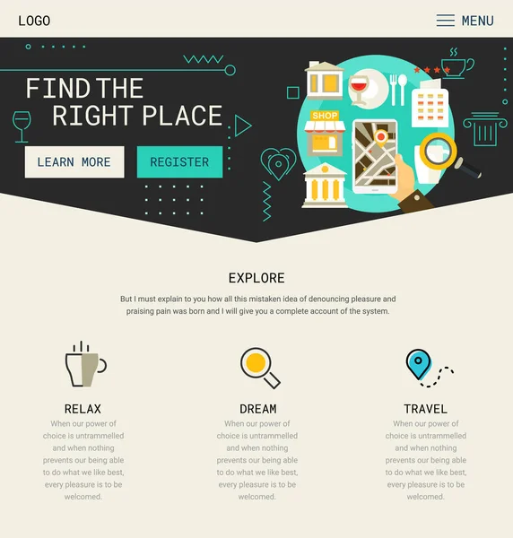 Trendy duyarlı açılış sayfası tasarımı 80s 90s stil, başlatma ve apps için retro ile.