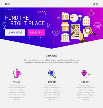 Düz tasarım duyarlı başlangıç ve serbest kullanıcı arabirimi mobil app sıçrama ekranları şablonu trendy çizimler ve 3d smartphone mockup. Vektör çizim