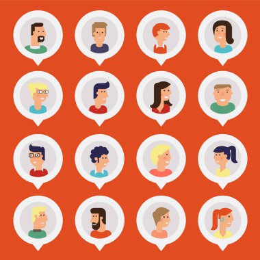 Materyal karikatür avatarlarının vektör kümesi. Ağ için karakterler