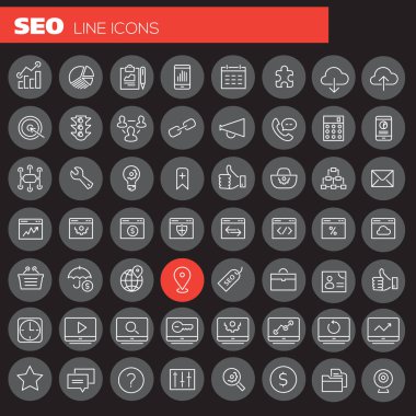 Modern düz tasarım büyük Seo Icons set. Vektör çizim