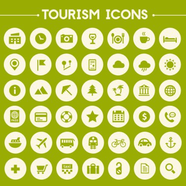 Seyahat ve Turizm metafor trendy simgeler vektör büyük set