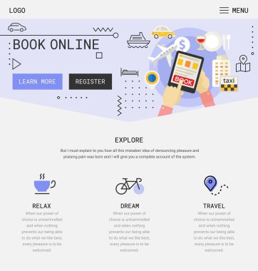 Düz tasarım duyarlı başlangıç ve serbest kullanıcı arabirimi mobil app sıçrama ekranları şablonu trendy çizimler ve 3d smartphone mockup. Vektör çizim