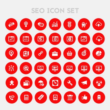 Modern düz tasarım büyük Seo Icons set. Vektör çizim
