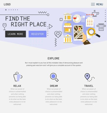 Düz tasarım duyarlı başlangıç ve serbest kullanıcı arabirimi mobil app sıçrama ekranları şablonu trendy çizimler ve 3d smartphone mockup. Vektör çizim