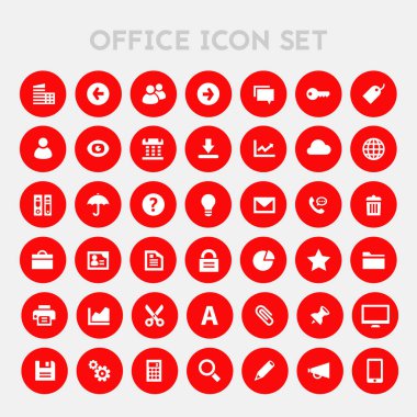 Modern düz tasarım büyük UI, Ux ve Office simgeleri ayarlayın. Vektör çizim