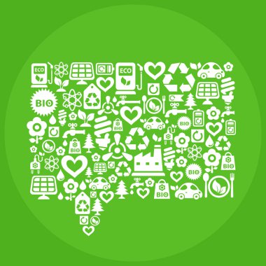 Vektör Go Green ekolojik illüstrasyon ekoloji simgelerin yer alan sohbet kabarcık şeklinde