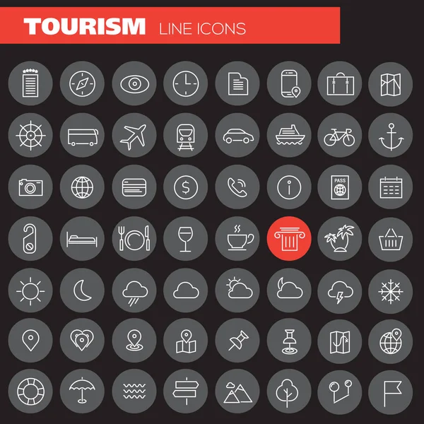 トレンディな大きな観光と旅行のアイコン コレクションベクトル図 — ストックベクタ