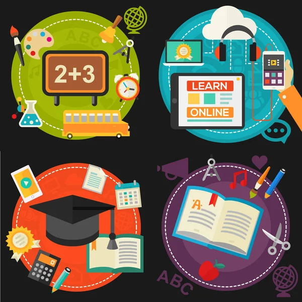 Vzdělávací Koncepce Klasické Vzdělání Knihovnou Středoškolské Vzdělání Zpět Školy Learning — Stockový vektor