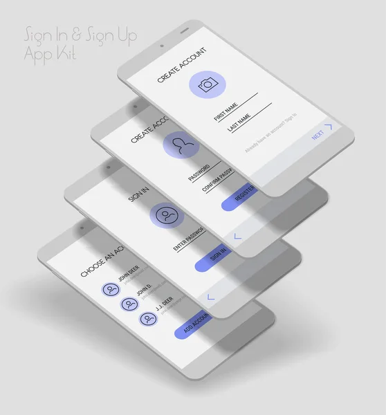 Trendy Responsive Mobile Vorlagen Für Anmeldung Und Registrierung Mobile App — Stockvektor