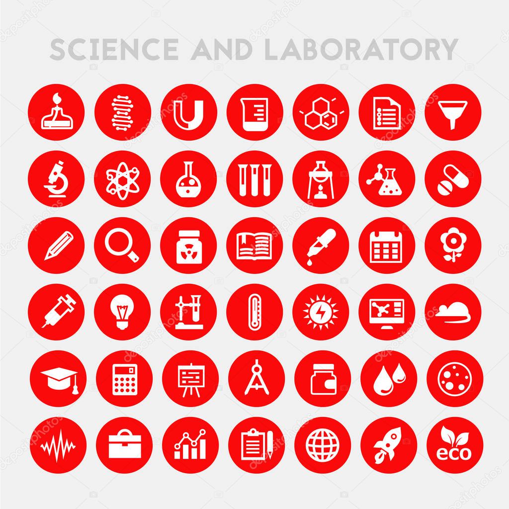 Trendy flat design Science and Laboratory icons collection. Vector illustration