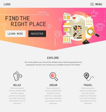 Düz tasarım duyarlı iş mobil app sıçrama ekranları şablonu trendy çizim ile