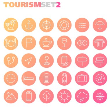 trendy basit seyahat ve Turizm simgeler kümesi 