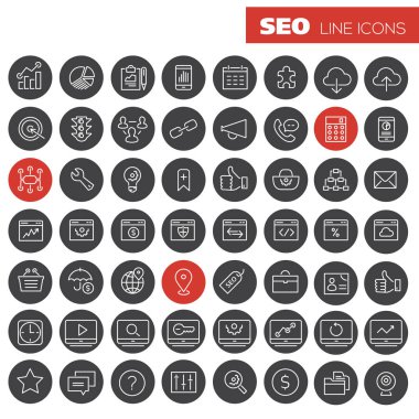 Trendy basit düz Seo simgeler kümesi 