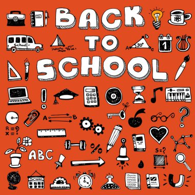 geri okul kavramı afiş doodle tarzı