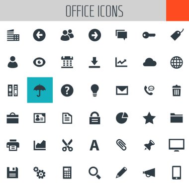Modern düz tasarım UI, Ux ve Office Icons set
