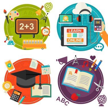 Eğitim kavramı: Klasik eğitim ve Kütüphane, okul için lise eğitimi e-öğrenme