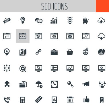 Trendy basit düz Seo simgeler kümesi 