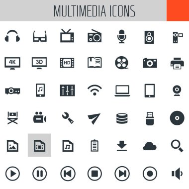 Doğrusal moda basit multimedya simgeler kümesi